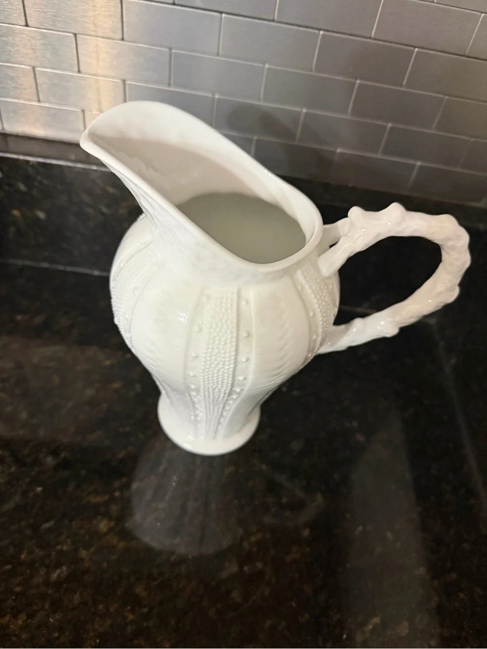 Paris Royal Sea Urchin Coral White Porcelain Tall 8” Pitcher / Vase